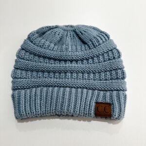 C.C Exclusives BeanieTail Cable Knit Messy High Bun Ponytail Beanie